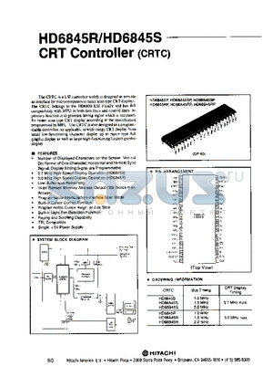 HD6845SP datasheet - CRT CONTROLLER (CRTC)
