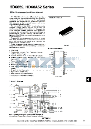 HD6852 datasheet - Synchronous Serial Data Adapter