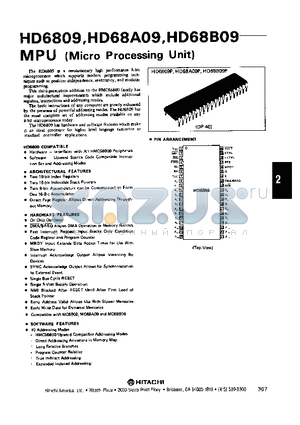 HD68B09 datasheet - MCU (MICRO PROCESSING UNIT)
