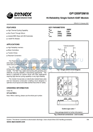 GP1200FSM18 datasheet - Hi-Reliability Single Switch IGBT Module