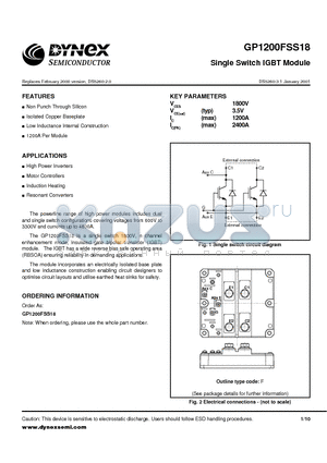 GP1200FSS18 datasheet - Single Switch IGBT Module