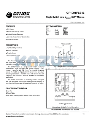 GP1201FSS18 datasheet - Single Switch Low V IGBT Module