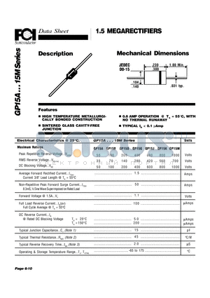 GP15B datasheet - 1.5 MEGARECTIFIERS