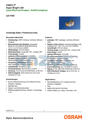 LBV193-K2M2-36-1 datasheet - Lead (Pb) Free Product - RoHS Compliant