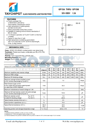 GP15D datasheet - GLASS PASSIVATED JUNCTION RECTIFIER