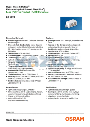 LBY87C datasheet - Lead (Pb) Free Product - RoHS Compliant