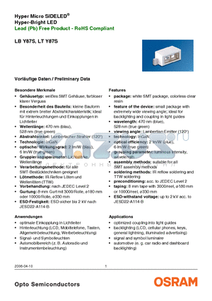 LBY87S datasheet - Lead (Pb) Free Product - RoHS Compliant