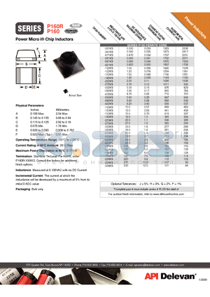 P160R-104KS datasheet - Power Micro i^ Chip Inductors