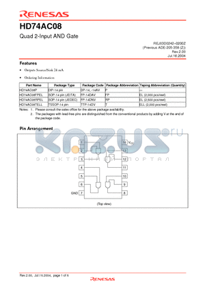 HD74AC08FPEL datasheet - Quad 2-Input AND Gate