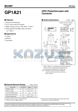 GP1A21 datasheet - OPIC Photointerrupter with Connector