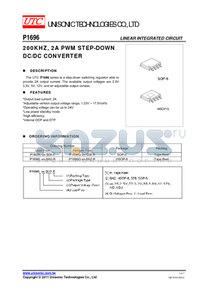 P1696G-XX-S08-R datasheet - 200KHZ, 2A PWM STEP-DOWN DC/DC CONVERTER
