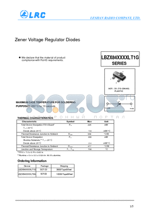 LBZX84XXXXLT3G datasheet - Zener Voltage Regulator Diodes