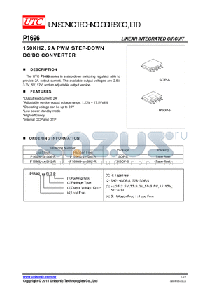 P1696L-XX-S08-R datasheet - 150KHZ, 2A PWM STEP-DOWN DC/DC CONVERTER