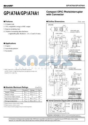 GP1A74A1 datasheet - Compact OPIC Photointerrupter with Connector