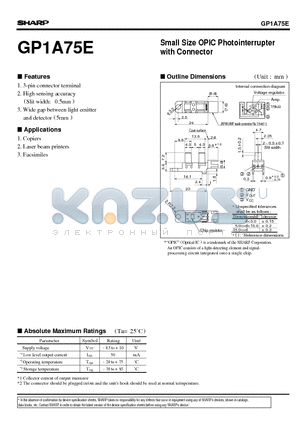 GP1A75 datasheet - Small Size OPIC Photointerrupter with Connector