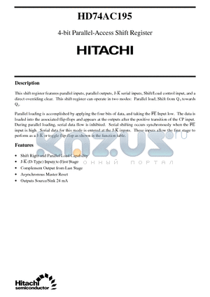 HD74AC195 datasheet - 4-bit Parallel-Access Shift Register