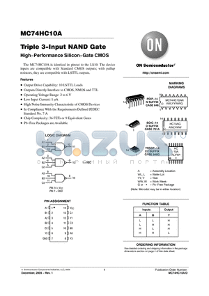 MC74HC10ANG datasheet - Triple 3-Input NAND Gate High−Performance Silicon−Gate CMOS