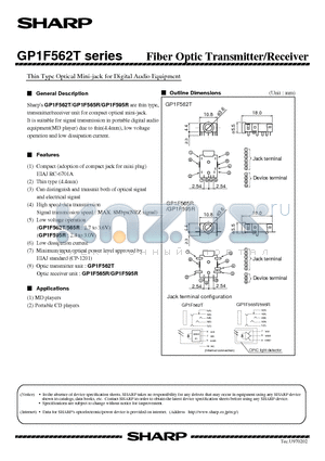 GP1F562T datasheet - Fiber Optic Transmitter/Receiver