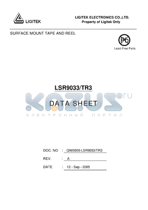 LSR9033-TR3 datasheet - SURFACE MOUNT TAPE AND REEL