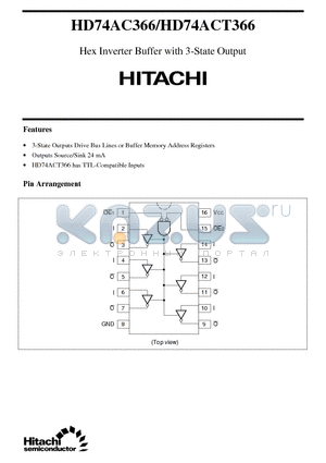 HD74AC366 datasheet - Hex Inverter Buffer with 3-State Output