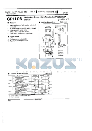 GP1L06 datasheet - WIDE GAP TYPE, HIGH SENSITIVITY PHOTOINTERRUPTER