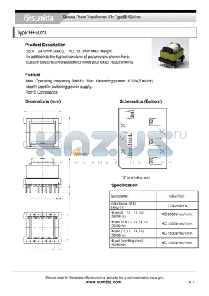 EEH2023 datasheet - General Power Transformer