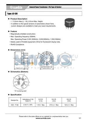 LC-128 datasheet - General Power Transformer <Pin Type: LC Series>