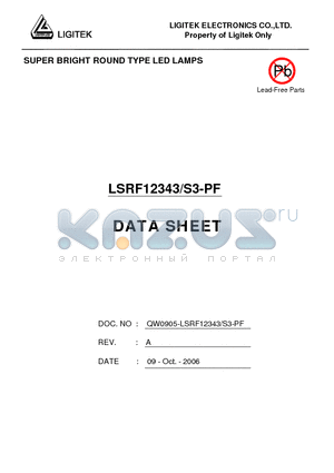 LSRF12343-S3-PF datasheet - SUPER BRIGHT ROUND TYPE LED LAMPS