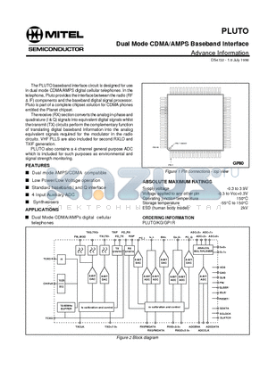 GP1R datasheet - Dual Mode CDMA/AMPS Baseband Interface