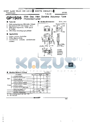 GP1S05 datasheet - WIDE GAP HIGH SENSING ACCURACY TYPE PHOTOINTERRUPTER