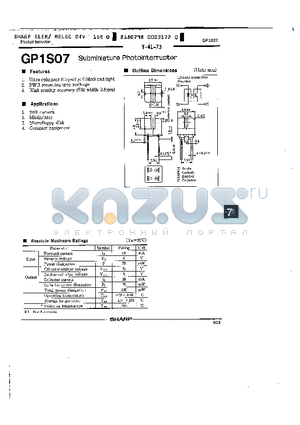 GP1S07 datasheet - SUBMINIATURE PHOTOINTERRUPTER