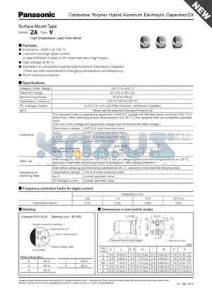 EEHZA1H101P datasheet - Conductive Polymer Hybrid Aluminum Electrolytic Capacitors/ZA