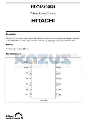 HD74AC4024 datasheet - 7-State Binary Counter