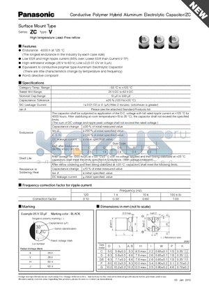 EEHZC1H100R datasheet - Conductive Polymer Hybrid Aluminum Electrolytic Capacitor/ZC