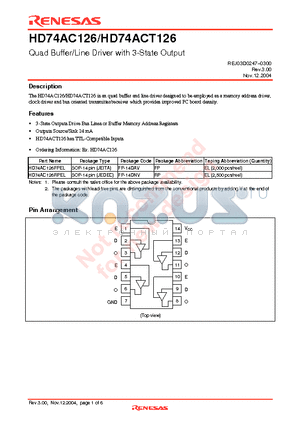 HD74ACT126 datasheet - Quad Buffer/Line Driver with 3-State Output