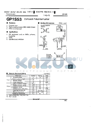 GP1S53 datasheet - Compact Photointerrupter