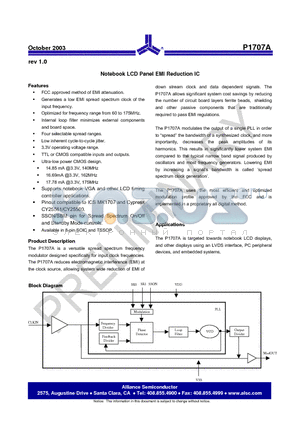 P1707A datasheet - Notebook LCD Panel EMI Reduction IC