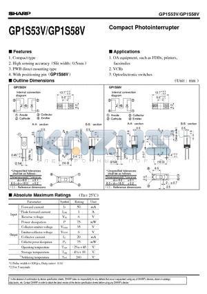 GP1S53V datasheet - Compact Photointerrupter