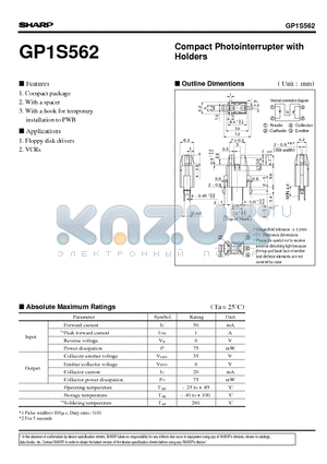 GP1S562 datasheet - Compact Photointerrupter with Holders