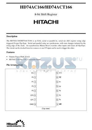 HD74ACT166 datasheet - 8-bit Shift Register