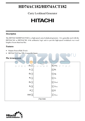 HD74ACT182 datasheet - Carry Lookhead Generator