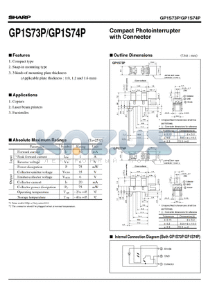 GP1S73 datasheet - Compact Photointerrupter with Connector