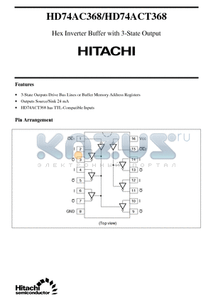 HD74ACT368 datasheet - Hex Inverter Buffer with 3-State Output