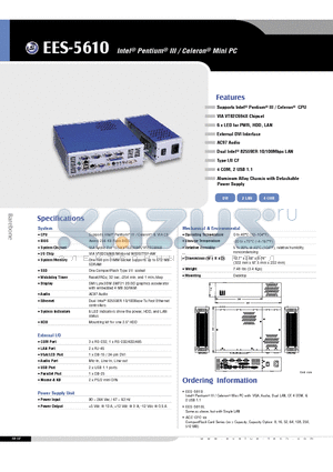 EES-5610 datasheet - Intel Pentium III / Celeron Mini PC