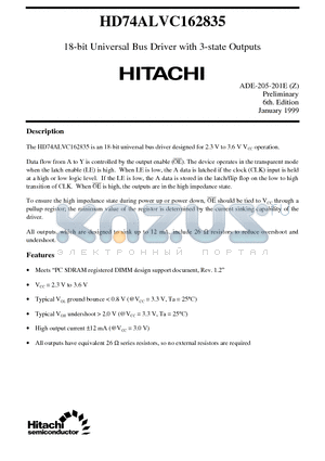 HD74ALVC162835 datasheet - 18-bit Universal Bus Driver with 3-state Outputs