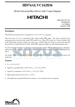 HD74ALVC162836 datasheet - 20-bit Universal Bus Driver with 3-state Outputs