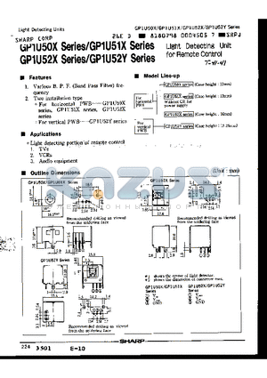 GP1U50X datasheet - LIGHT DETECTING UNIT FOR REMOTE CONTROL