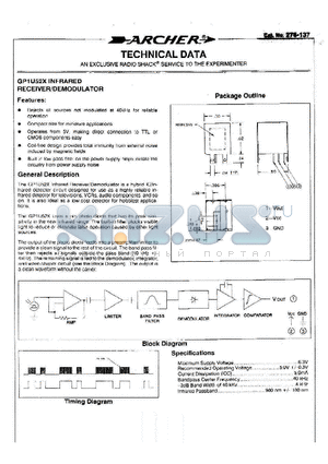 GP1U52X datasheet - GP1U52X INFRARED RECEIVER/DEMODULATOR