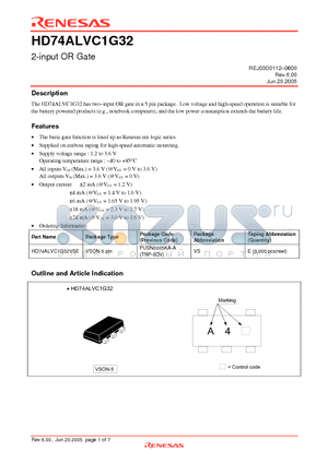 HD74ALVC1G32VSE datasheet - 2-input OR Gate