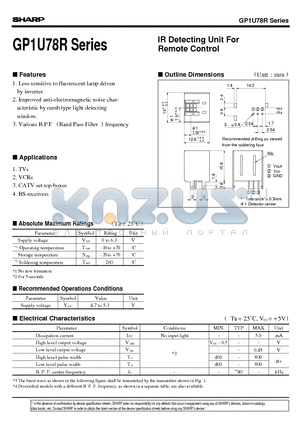 GP1U783R datasheet - IR Detecting Unit For Remote Control